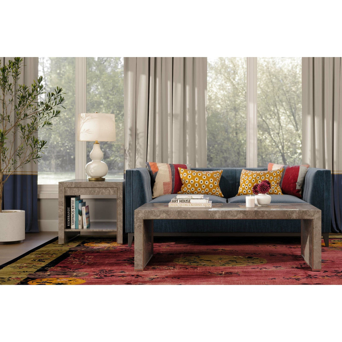 Jonathan Charles Surge Madrona Burl End Table